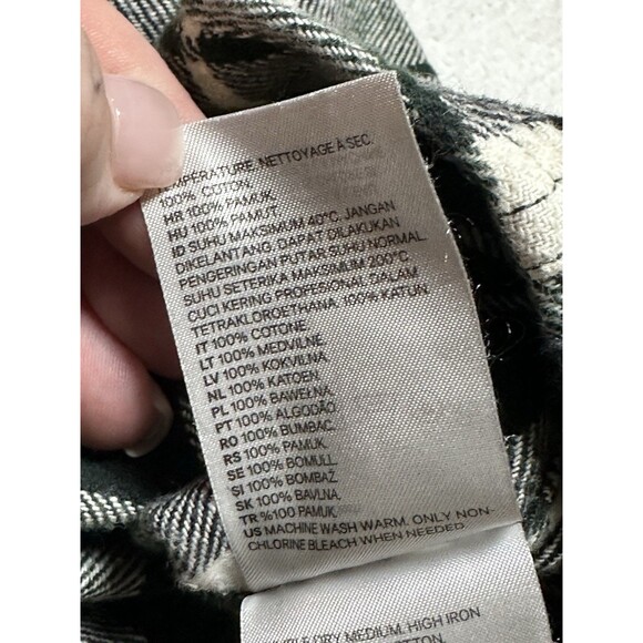 H & M Green And White Plaid Long Sleeve Button Up Shirt Men’s Sz L - Picture 7 of 10